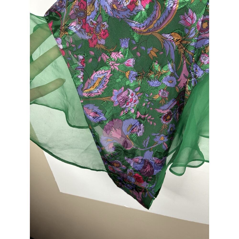 Vintage Victoria’s Secret Gold Label XS/S Green Floral Teddy Chiffon Ruffle 90s - Picture 5 of 8